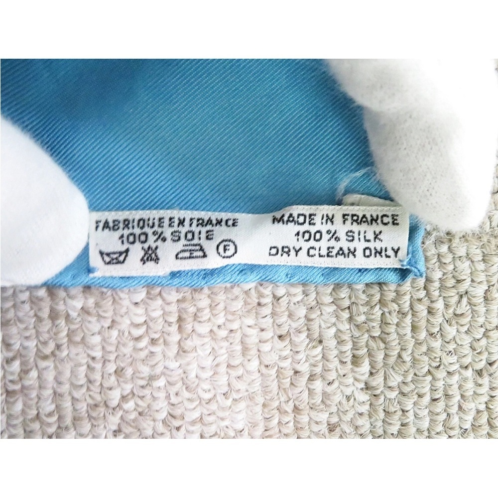 Hermes Blue and Gold Silk Scarf - Picture 10 of 11